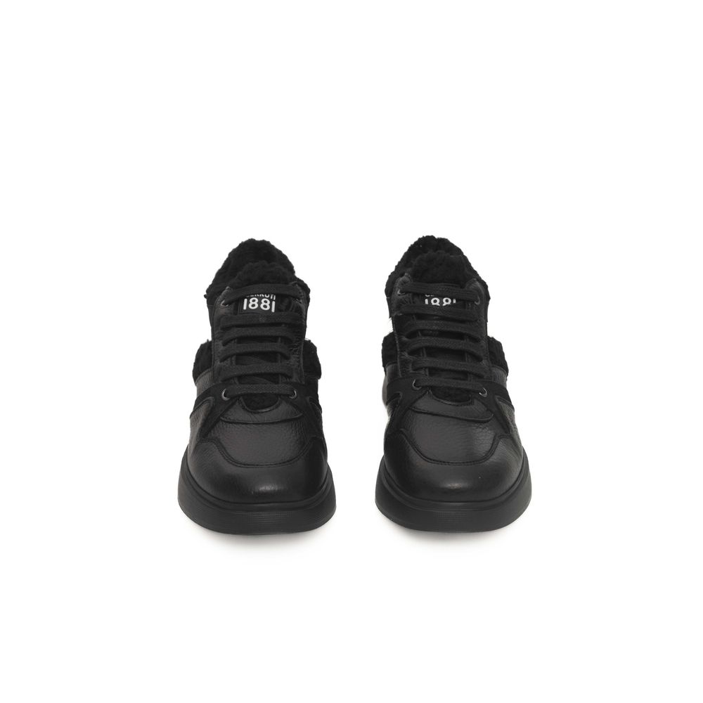  - Black Leather Women Sneaker