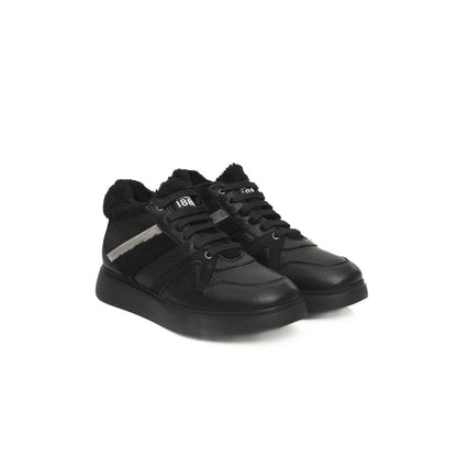  - Black Leather Women Sneaker