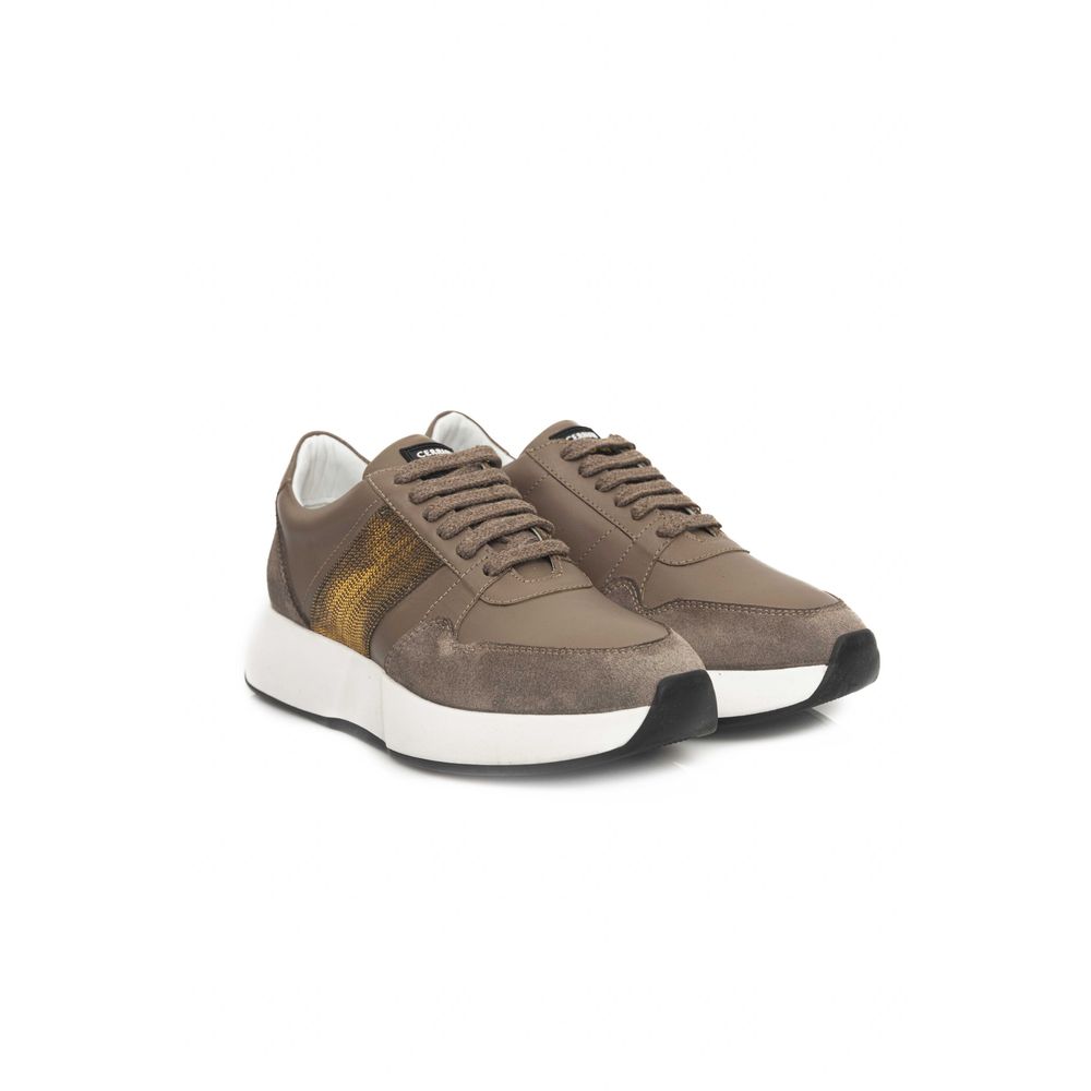  - Beige Leather Women Sneaker