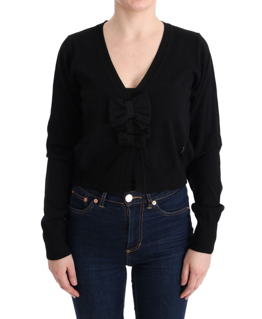  - Elegant Black Wool Cardigan Sweater