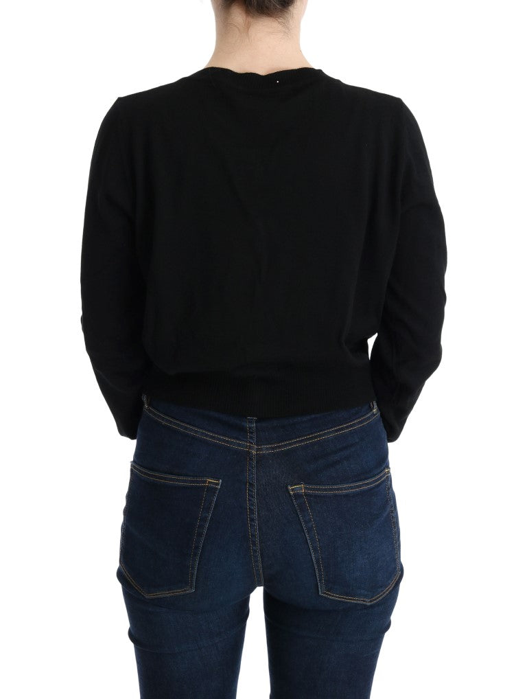  - Elegant Black Wool Cardigan Sweater