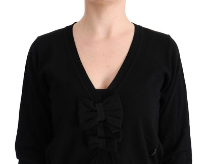  - Elegant Black Wool Cardigan Sweater