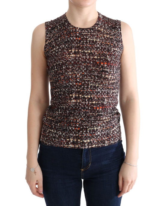  - Sleeveless Multicolor Knit Wool Top