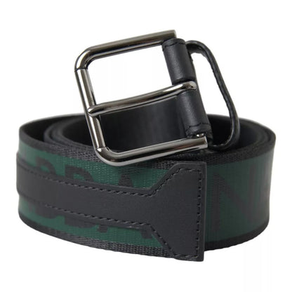  - Black Green Logo Silver Metal Buckle Belt