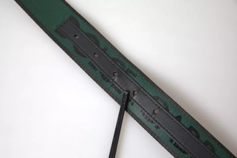  - Black Green Logo Silver Metal Buckle Belt