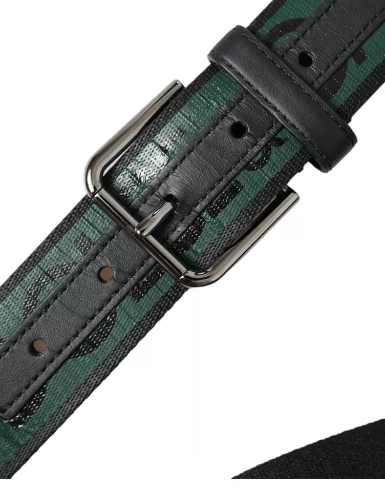  - Black Green Logo Silver Metal Buckle Belt