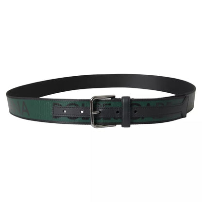  - Black Green Logo Silver Metal Buckle Belt