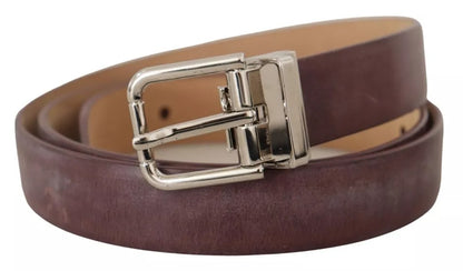  - Brown Classic Leather Silver Logo Metal Buckle Belt