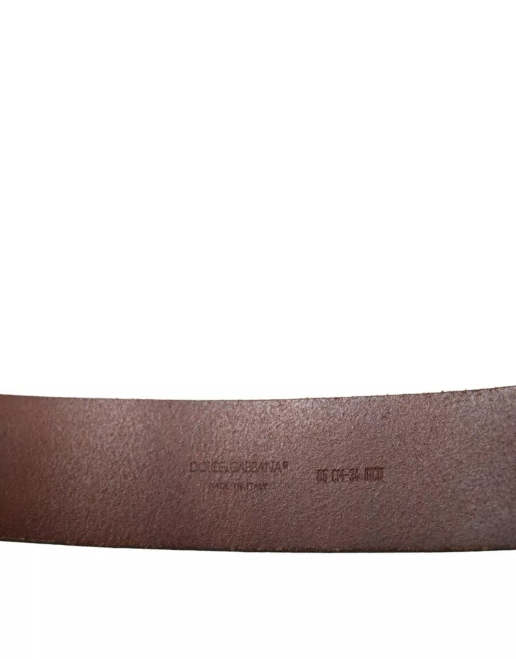  - Brown Leather Gold Metal Buckle Women Belt