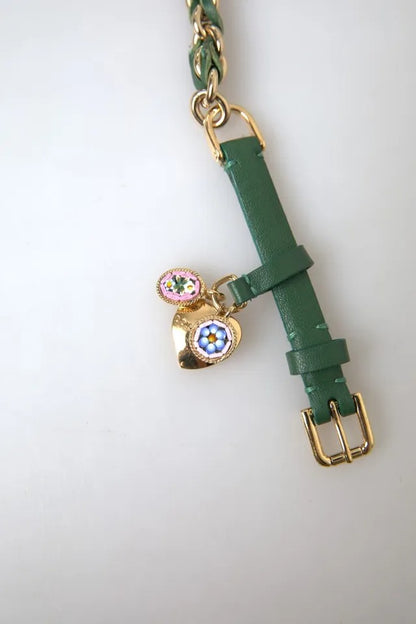  - Green Embellished Chain Gold Buckle Belt