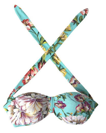  - Mint Green Floral Print Beachwear Bikini Top