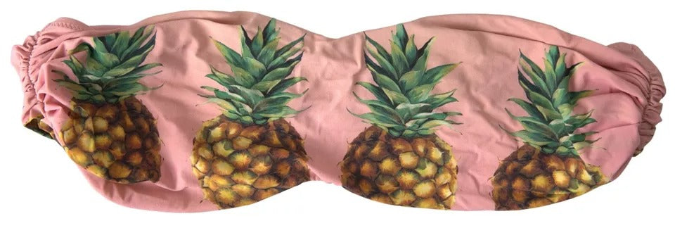 DOLCE & GABBANA Pink Printed Beachwear Bikini Top Swimsuit