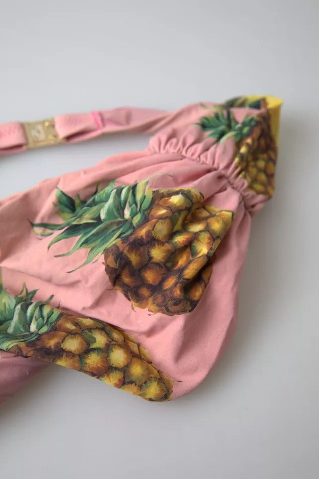 DOLCE & GABBANA Pink Printed Beachwear Bikini Top Swimsuit