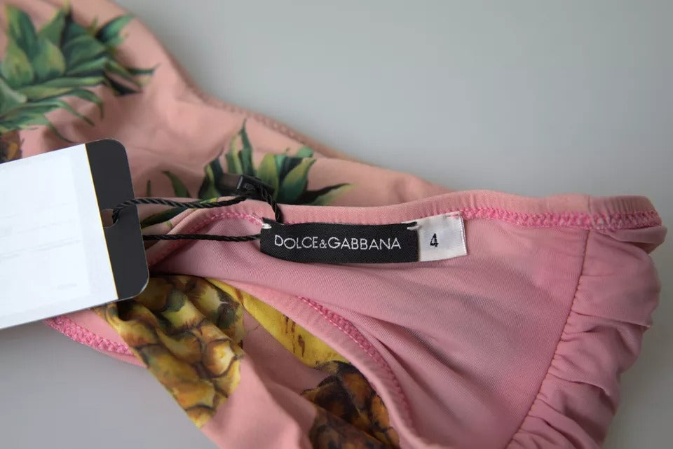 DOLCE & GABBANA Pink Printed Beachwear Bikini Top Swimsuit