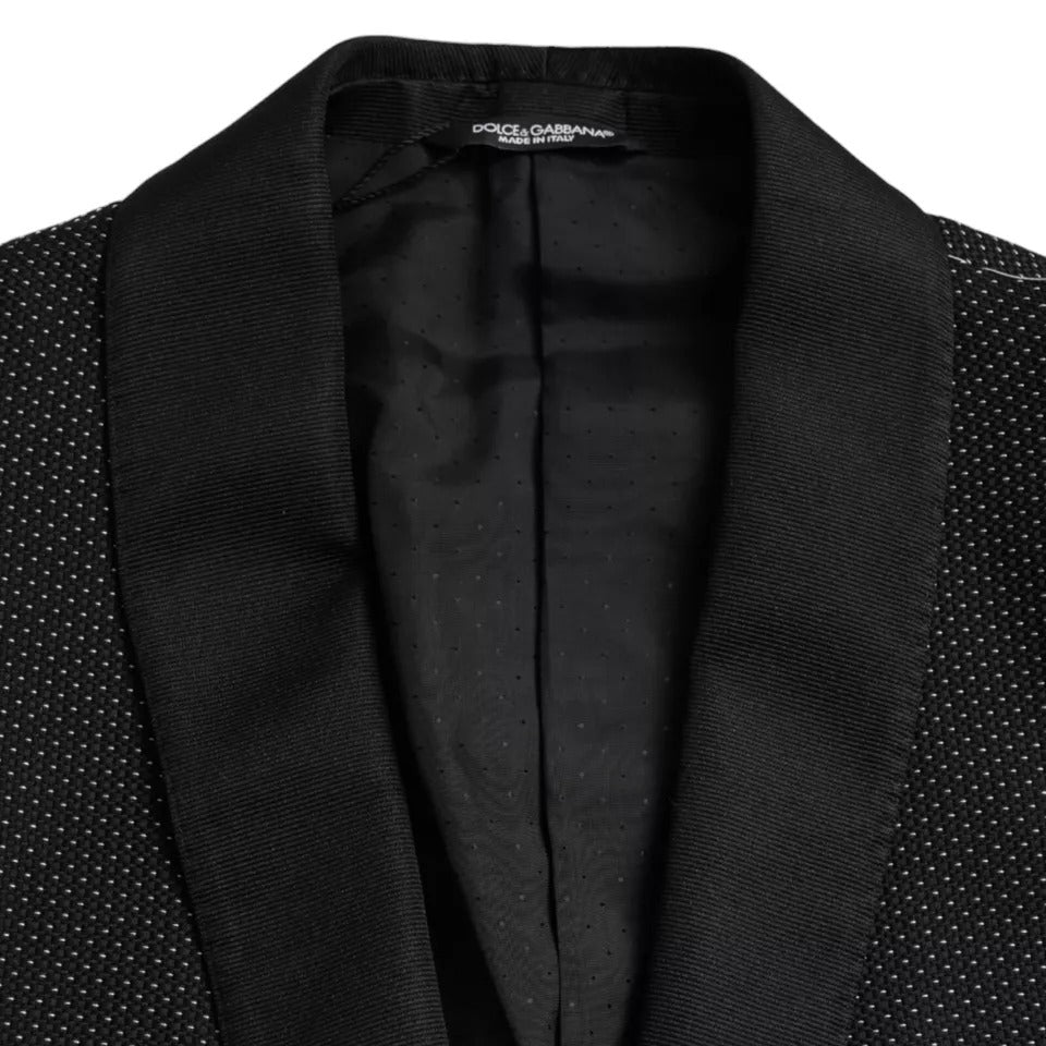  - Black Jacquard MARTINI Single Breasted Coat Blazer