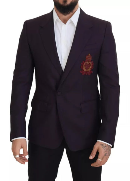  - Purple Logo Single Breasted Wool Blazer