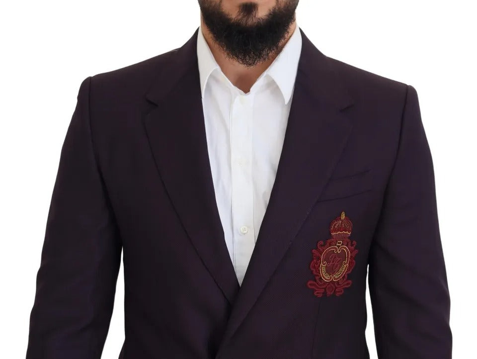  - Purple Logo Single Breasted Wool Blazer