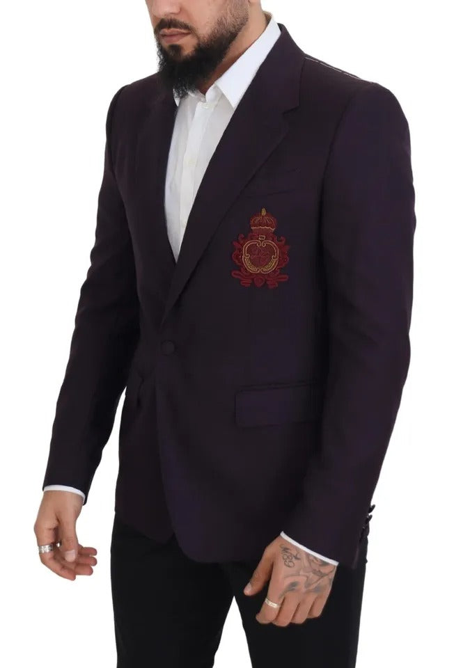  - Purple Logo Single Breasted Wool Blazer