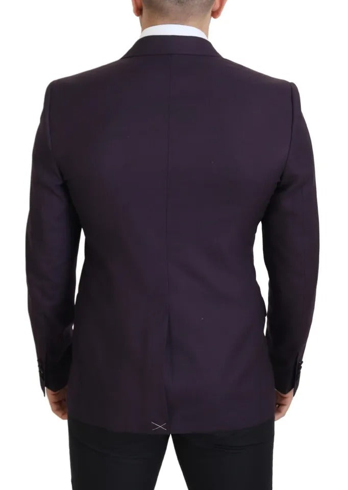  - Purple Logo Single Breasted Wool Blazer