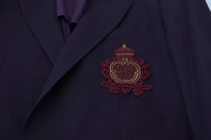  - Purple Logo Single Breasted Wool Blazer