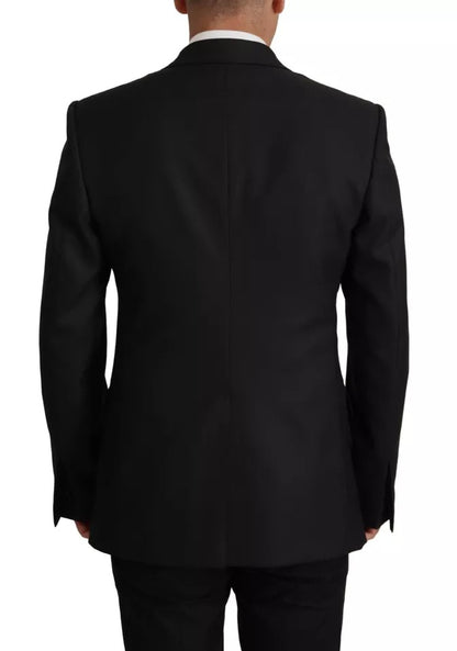  - Black Polyester Single Breasted BlazerJacket