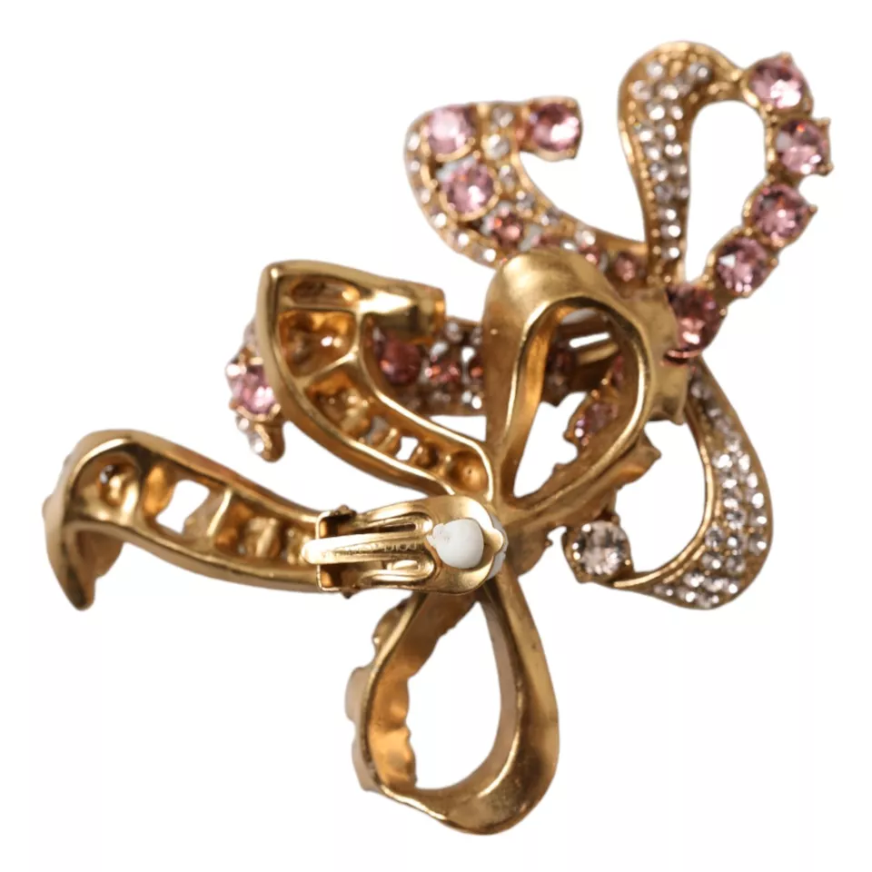  - Gold Brass Pink Clear Crystal Bow Fiocchi Christmas