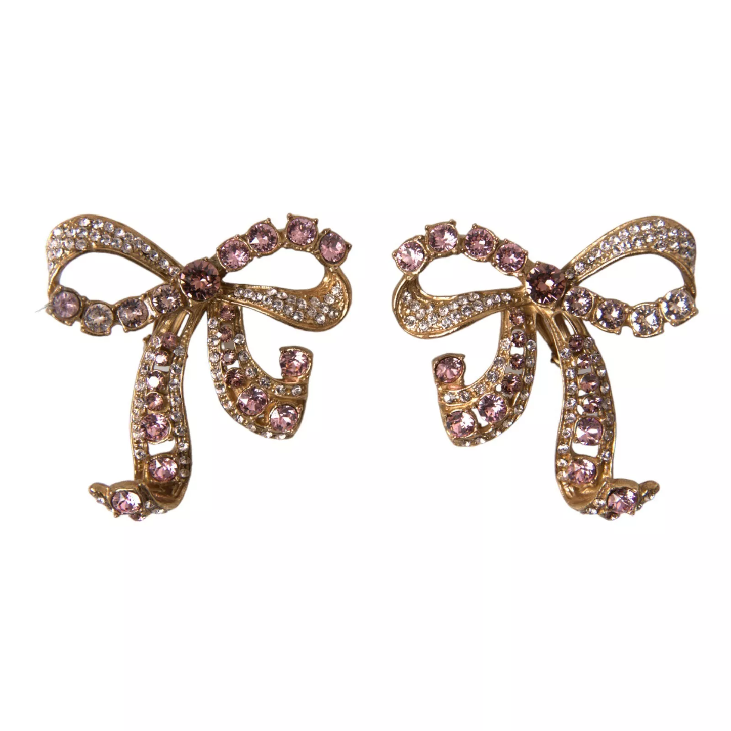  - Gold Brass Pink Clear Crystal Bow Fiocchi Christmas