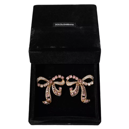  - Gold Brass Pink Clear Crystal Bow Fiocchi Christmas