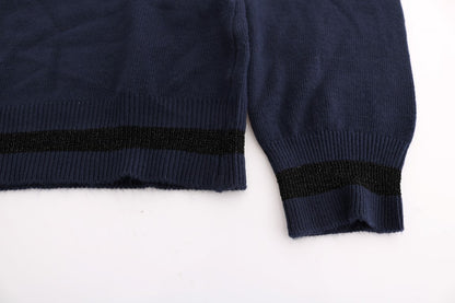  - Elegant Blue V-Neck Sweater