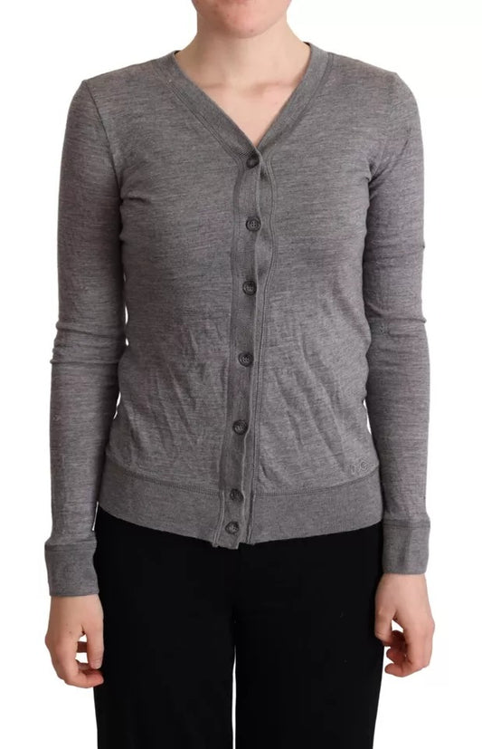 Gray Wool Button Down Cardigan Sweater - The Luxe Alliance