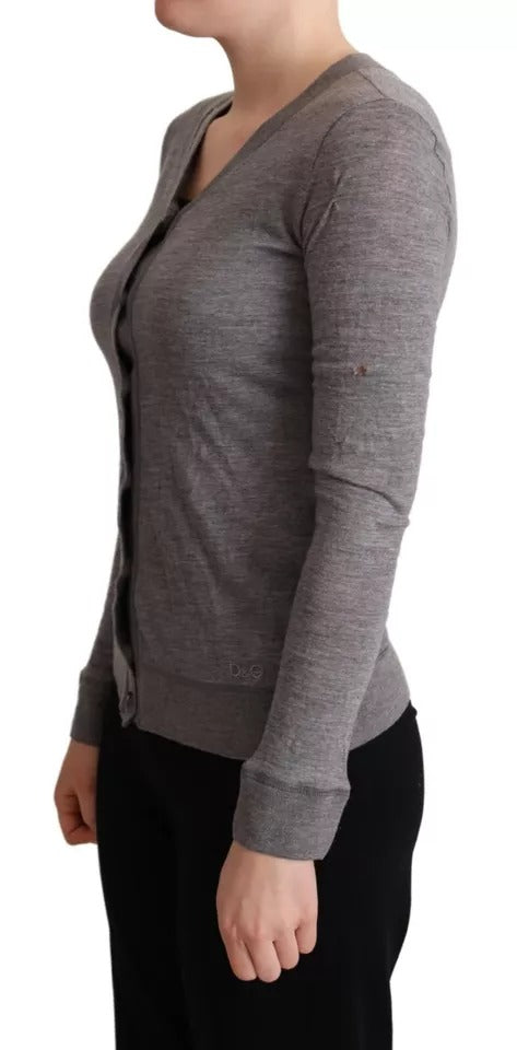 Gray Wool Button Down Cardigan Sweater - The Luxe Alliance