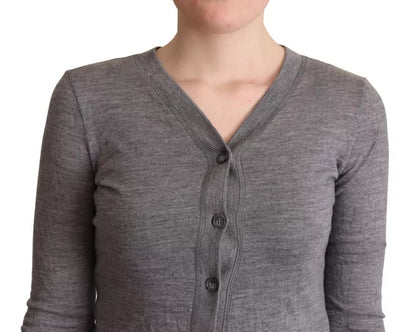 Gray Wool Button Down Cardigan Sweater - The Luxe Alliance