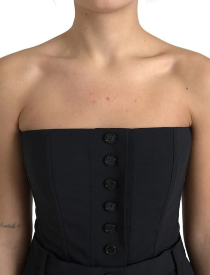 Dolce & Gabbana Black Wool Stretch Strapless Jumpsuit