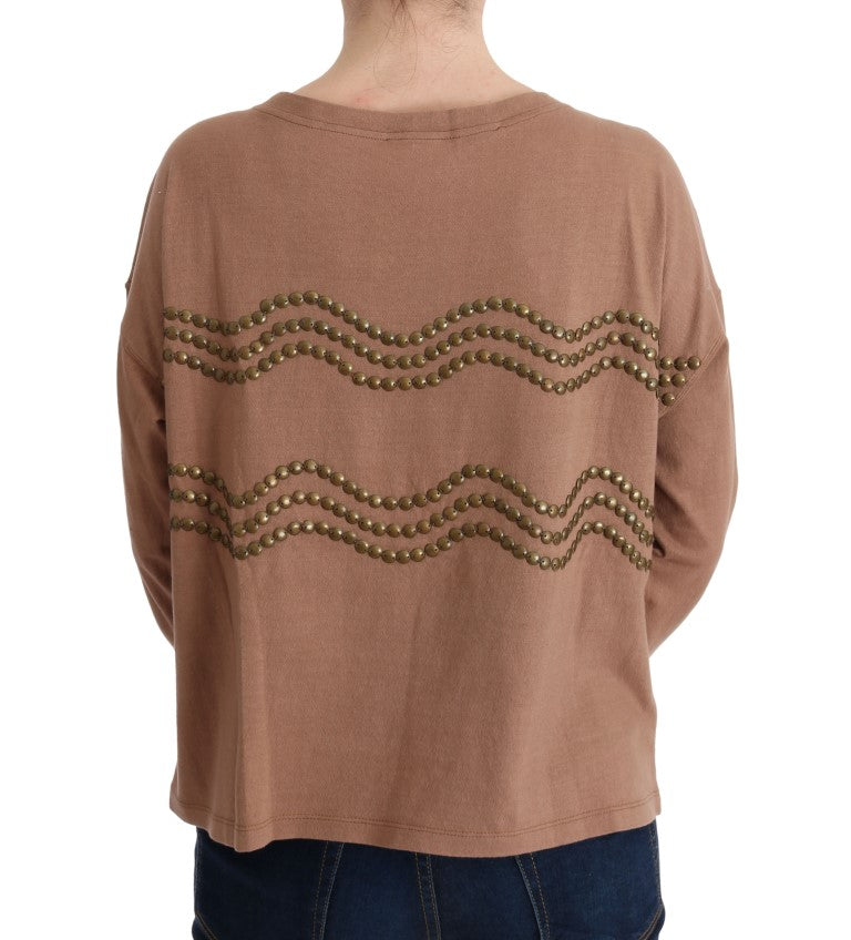 Chic Brown Crewneck Cotton Sweater - The Luxe Alliance