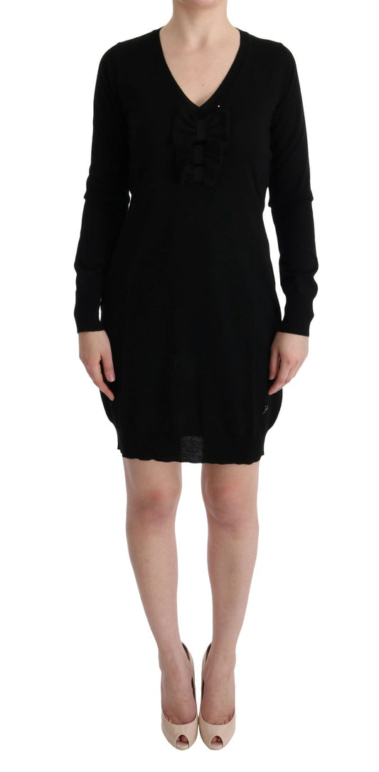 Elegant Black Wool Shift Dress - The Luxe Alliance