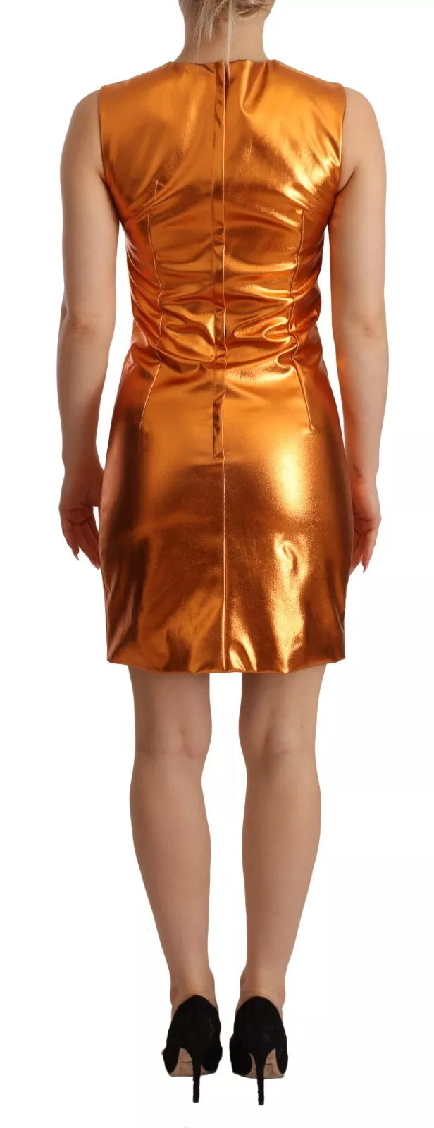  - Metallic Orange Sleeveless Sheath Dress