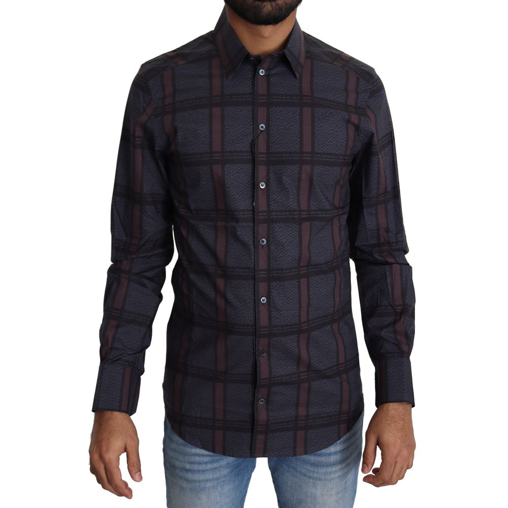 GOLD Slim Fit Shirt – Navy Blue Plaid