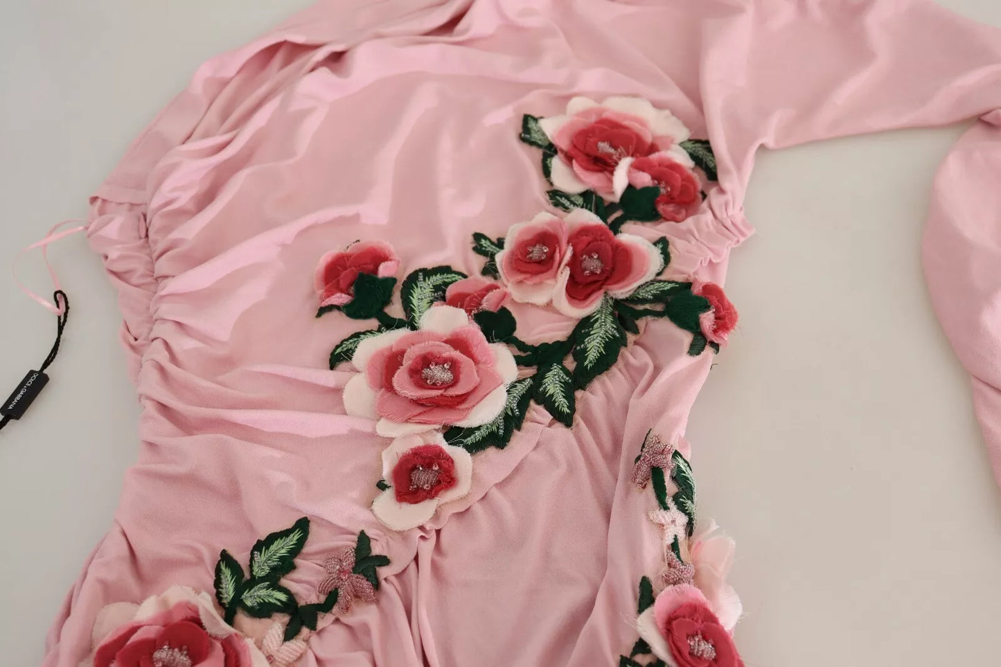  - Pink Flower Embellished One Shoulder Dress