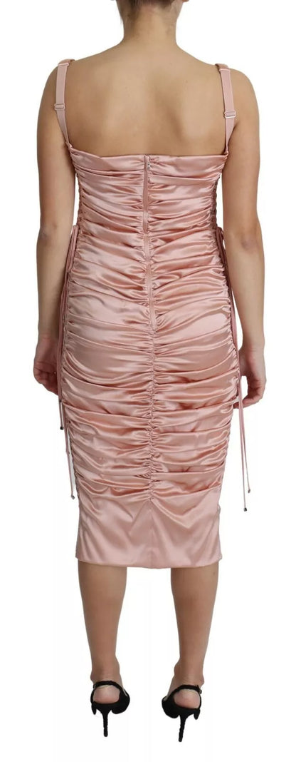  - Pink Spaghetti Strap Bodycon Midi Dress