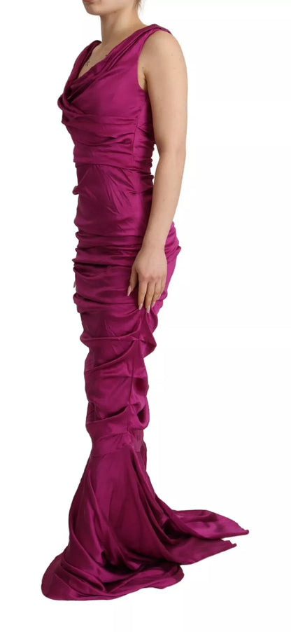  - Sheath Mermaid Fuchsia Silk Stretch Gown Dress