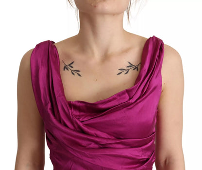  - Sheath Mermaid Fuchsia Silk Stretch Gown Dress