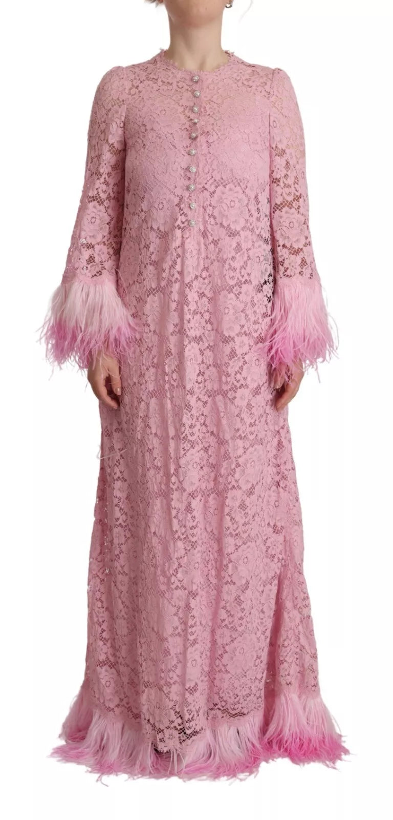  - Shift Lilac Lace Feathers Long Sleeves Dress