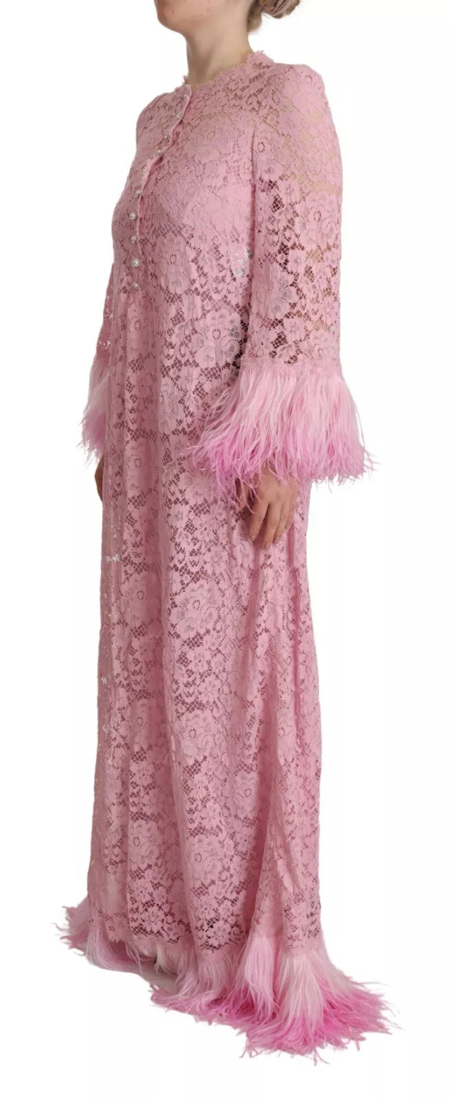  - Shift Lilac Lace Feathers Long Sleeves Dress