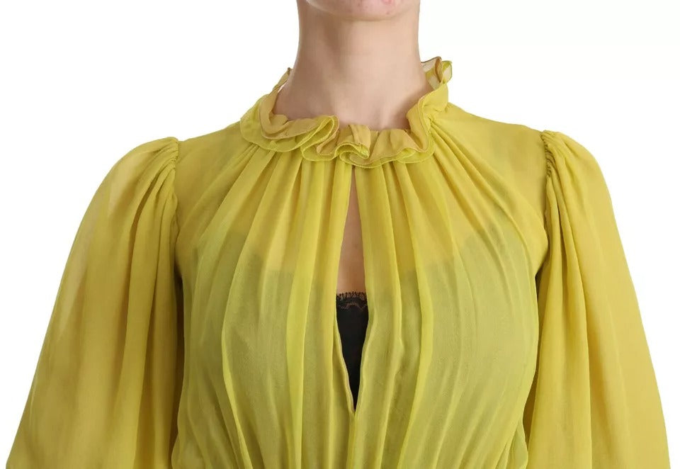  - Yellow Shift A-line Silk Gown Dress