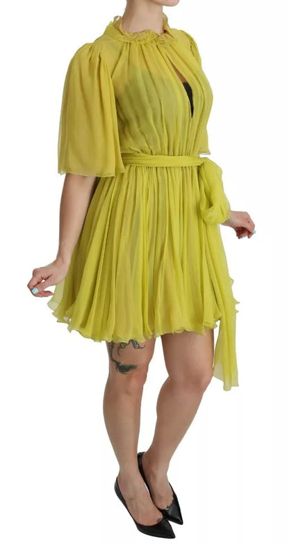  - Yellow Shift A-line Silk Gown Dress