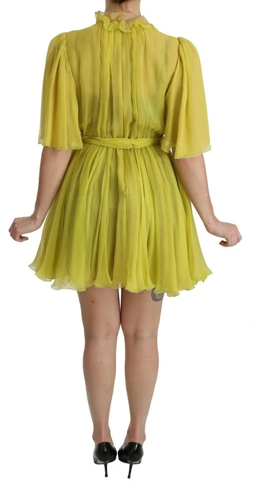  - Yellow Shift A-line Silk Gown Dress