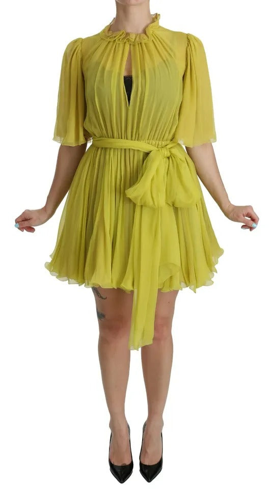  - Yellow Shift A-line Silk Gown Dress