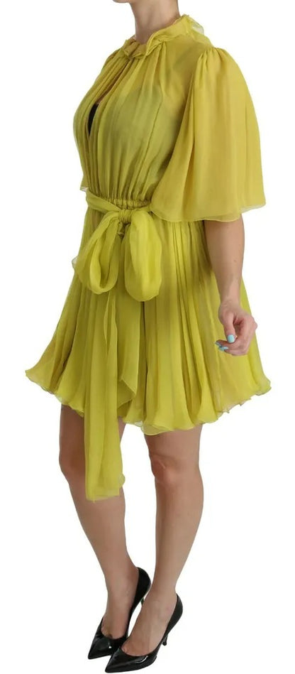  - Yellow Shift A-line Silk Gown Dress