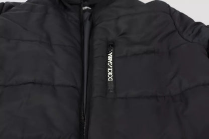  - Black Nylon Hooded Parka Coat Winter Jacket