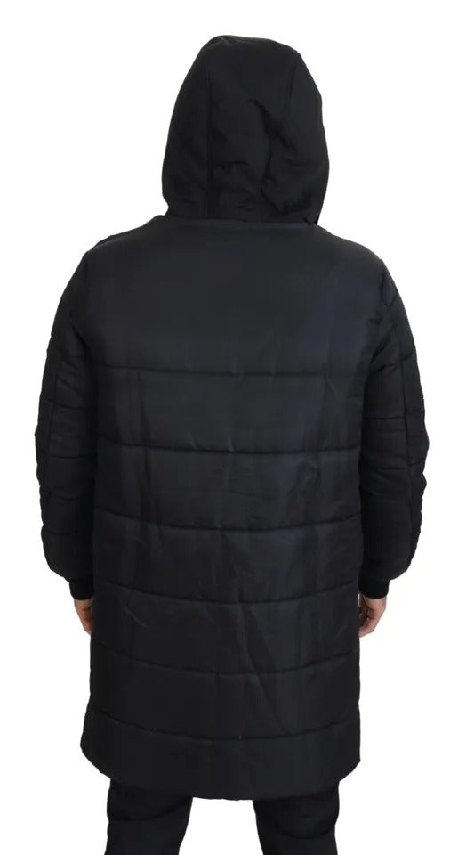  - Black Nylon Hooded Parka Coat Winter Jacket